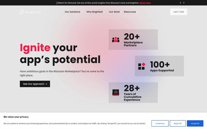 Screenshot of brighttail.com