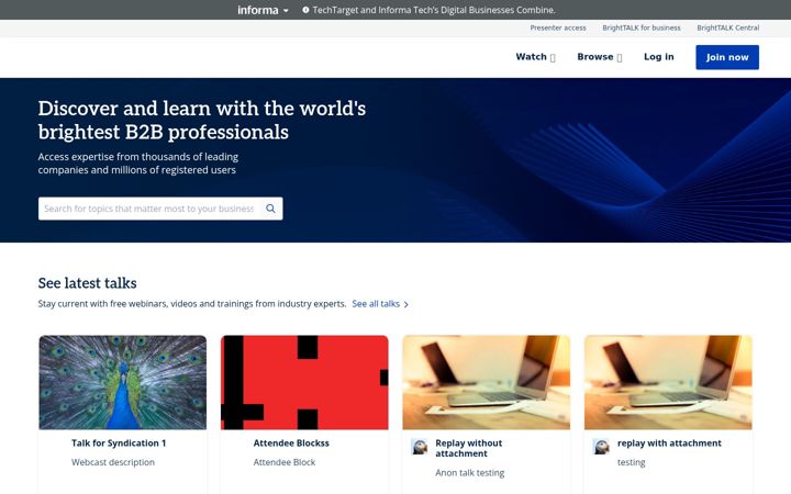 Screenshot of brighttalk.net