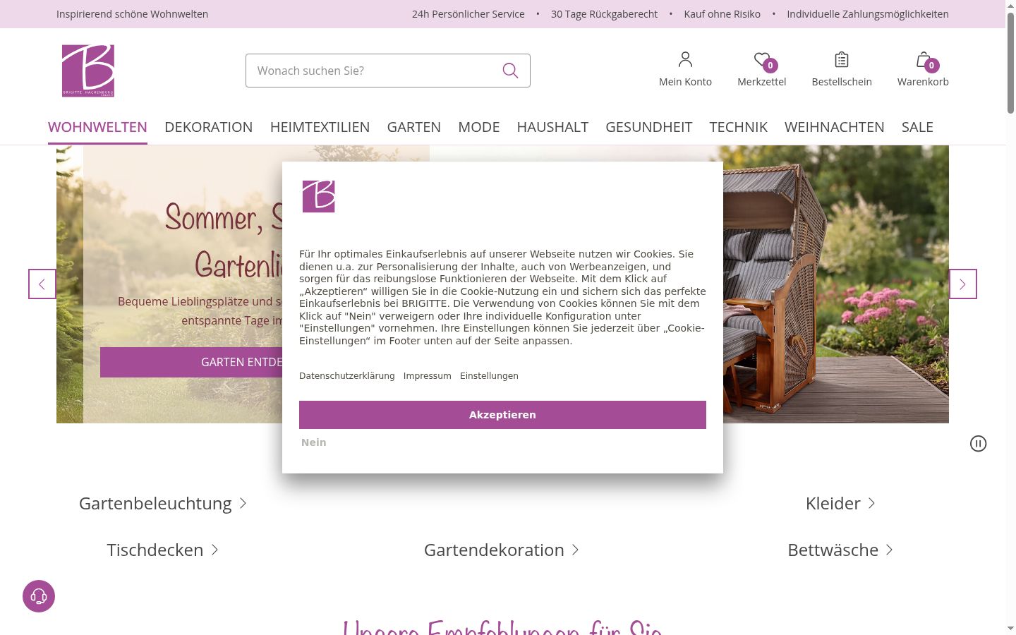 Skärmbild av samtyckesbannern som visades före någon interaktion