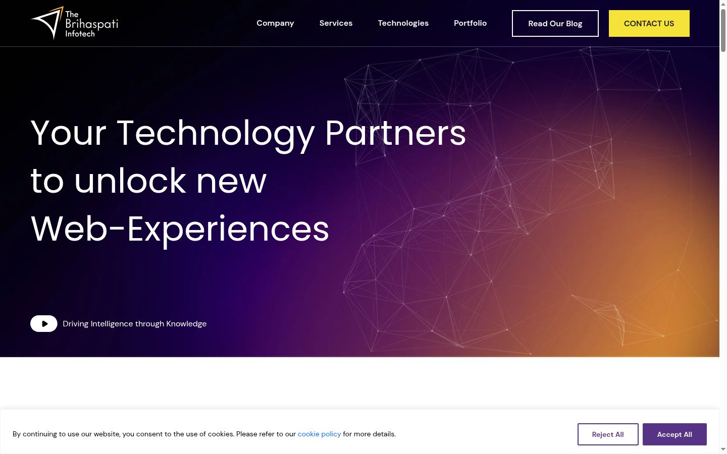 Screenshot of the consent banner shown before any interaction