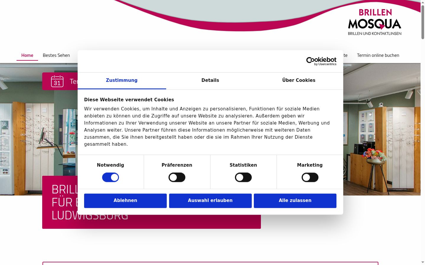 Screenshot del banner di consenso mostrato prima di qualsiasi interazione