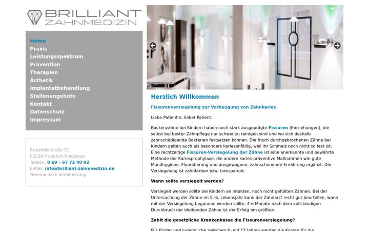Screenshot of brilliant-zahnmedizin.de