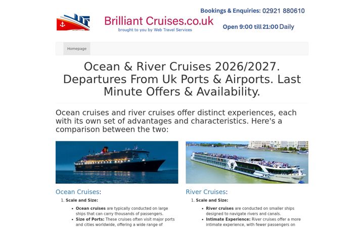 Screenshot of brilliantcruises.co.uk