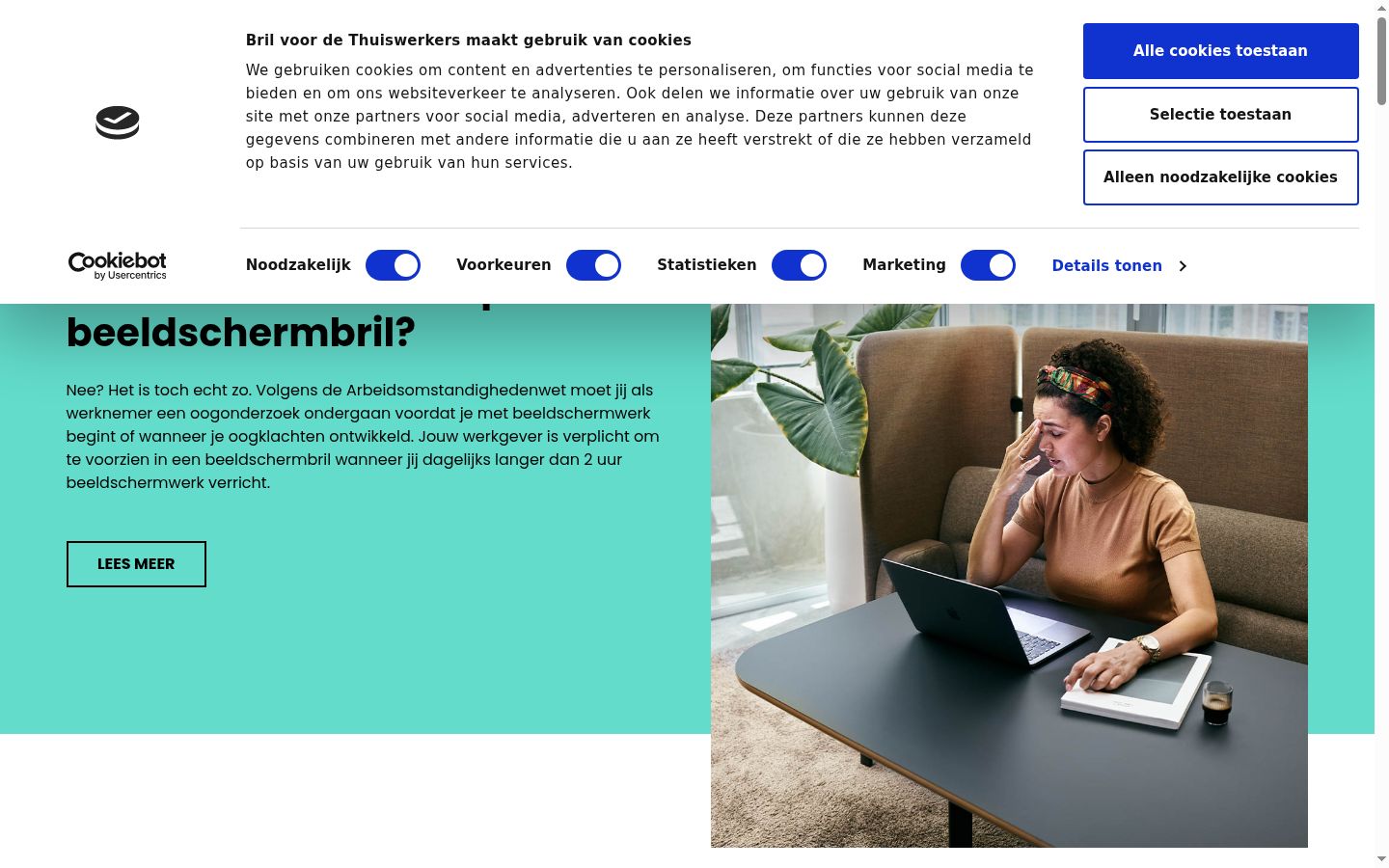 Screenshot des Einwilligungsbanners vor jeglicher Interaktion