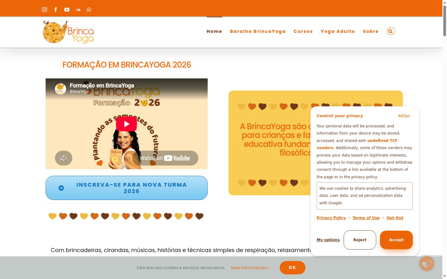 Screenshot of the consent banner shown before any interaction