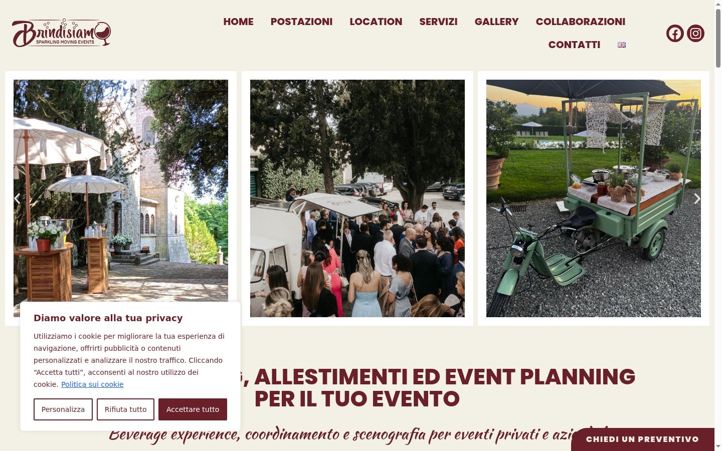 Screenshot del banner di consenso mostrato prima di qualsiasi interazione