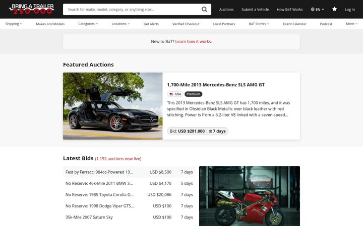 Screenshot του bringatrailer.com