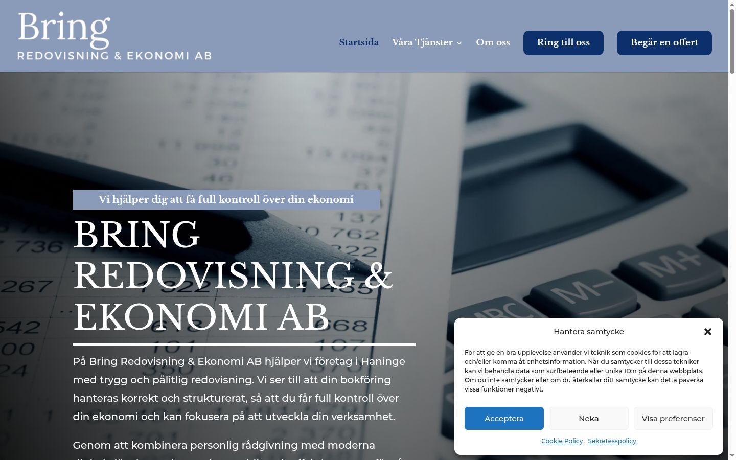 Screenshot del banner di consenso mostrato prima di qualsiasi interazione