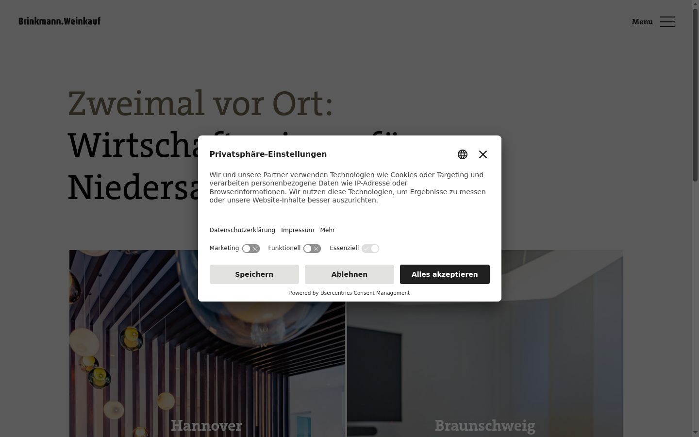 Screenshot del banner di consenso mostrato prima di qualsiasi interazione