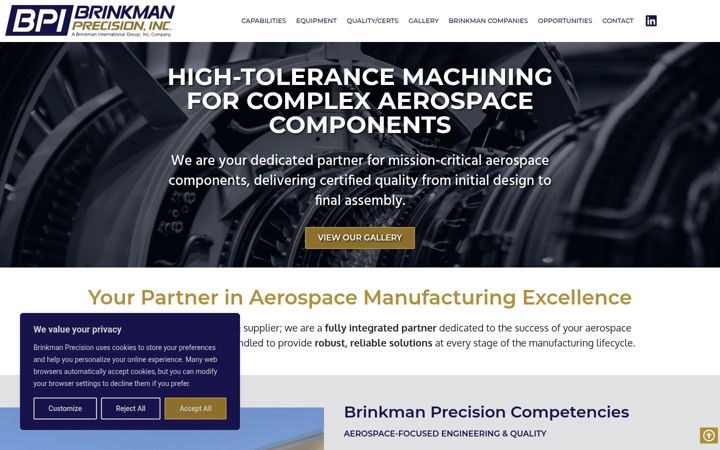 Screenshot of brinkmanprecision.com