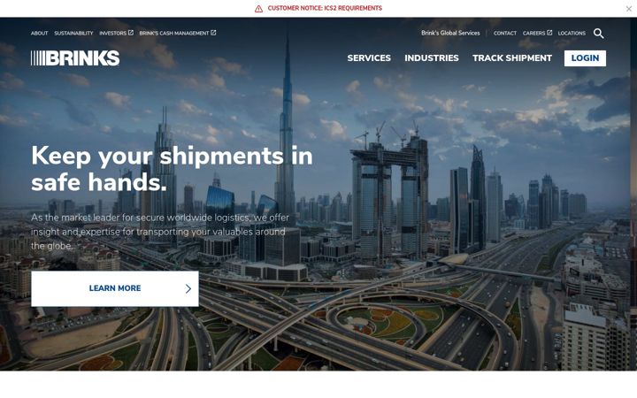 Screenshot of brinksinc.com
