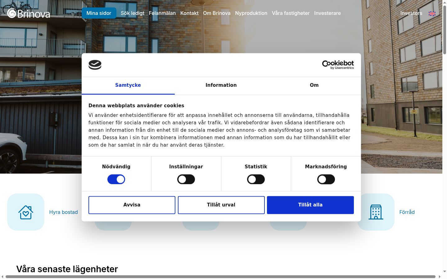 Sutikimo reklamjuostės, rodytos prieš bet kokią sąveiką, ekrano kopija