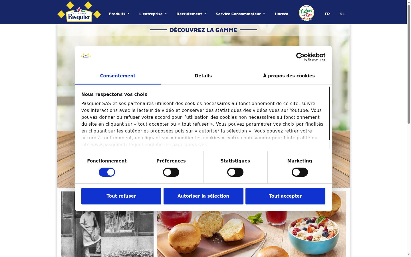 Ekrānuzņēmums ar piekrišanas baneri, kas tika rādīts pirms jebkādas mijiedarbības