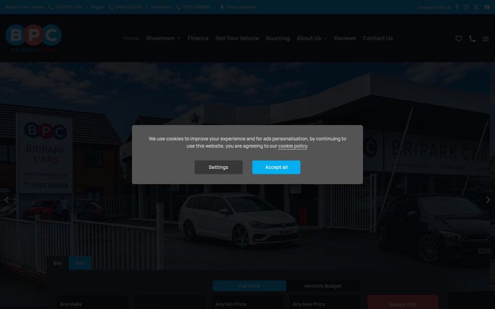 Screenshot ta' briparkcars.co.uk