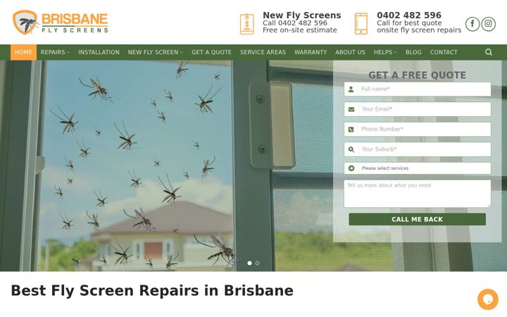 Skærmbillede af brisbaneflyscreens.com.au