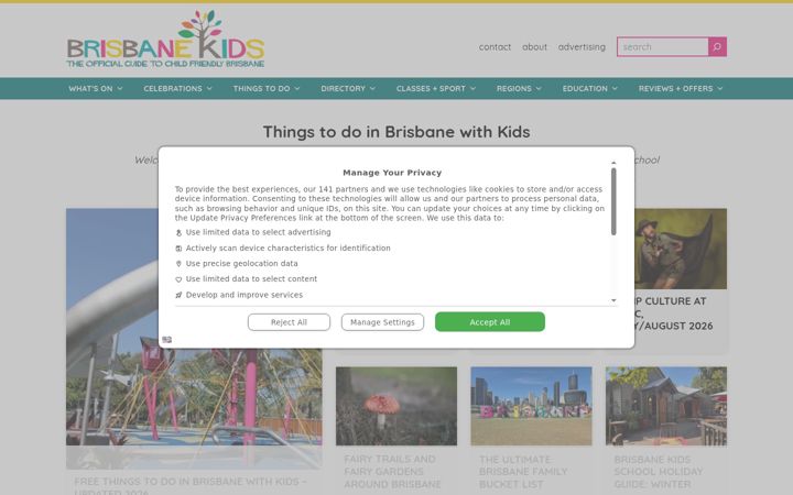 Screenshot of brisbanekids.com.au