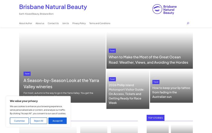 Skærmbillede af brisbanenaturalbeauty.com.au