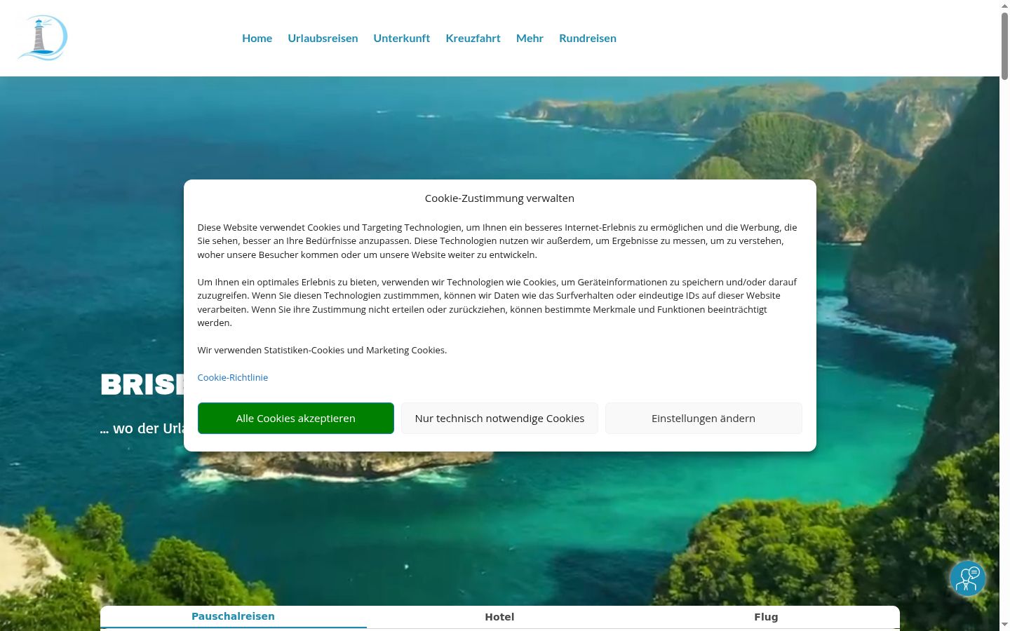 Screenshot of the consent banner shown before any interaction