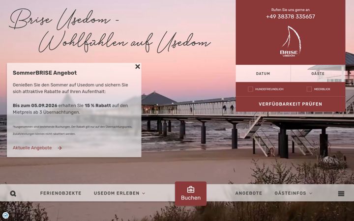 Skærmbillede af brise-usedom.de