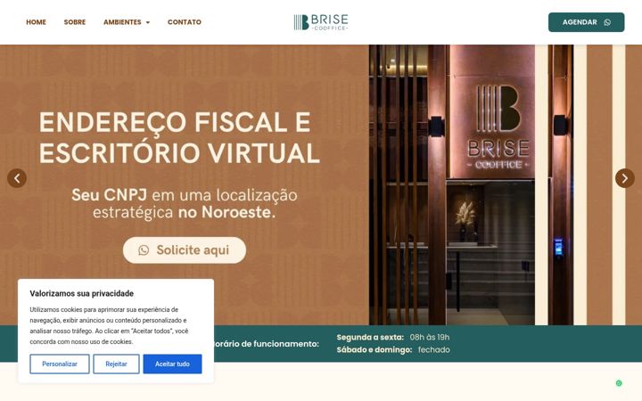 Screenshot of brisecooffice.com.br