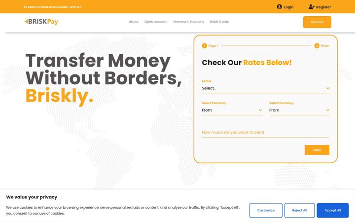 Screenshot of briskpay.co.uk