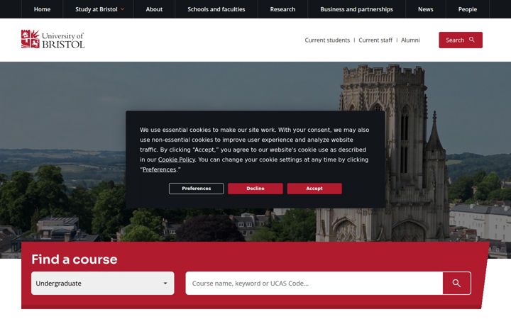 Screenshot ta' bristol.ac.uk