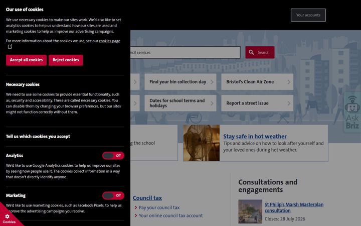 Screenshot of bristol.gov.uk