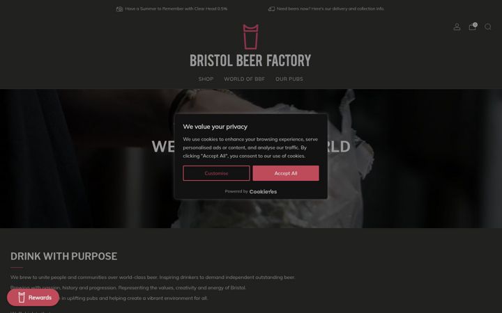 Captura de pantalla de bristolbeerfactory.co.uk