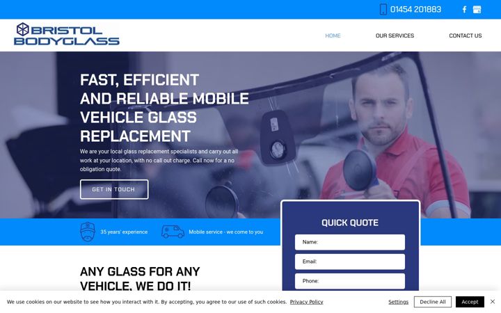 Screenshot of bristolbodyglass.co.uk