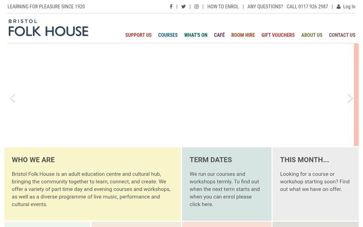 Screenshot ta' bristolfolkhouse.co.uk