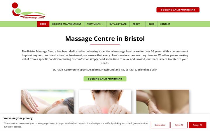 Screenshot of bristolmassagecentre.co.uk