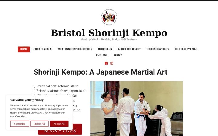 Screenshot of bristolshorinjikempo.org