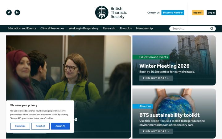 Screenshot of brit-thoracic.org.uk