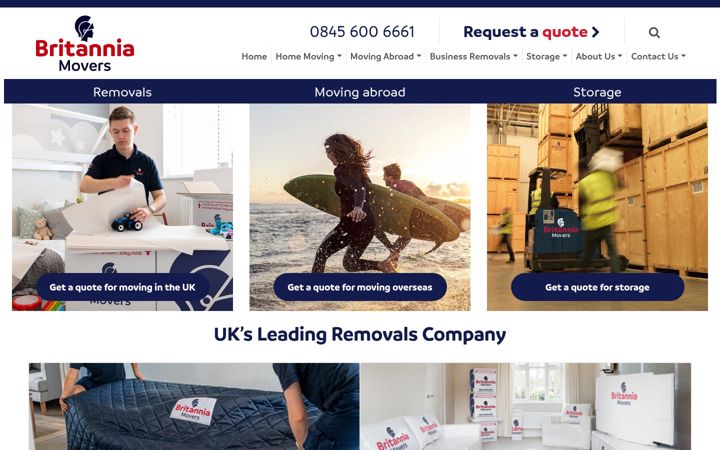 Captura de pantalla de britannia-movers.co.uk