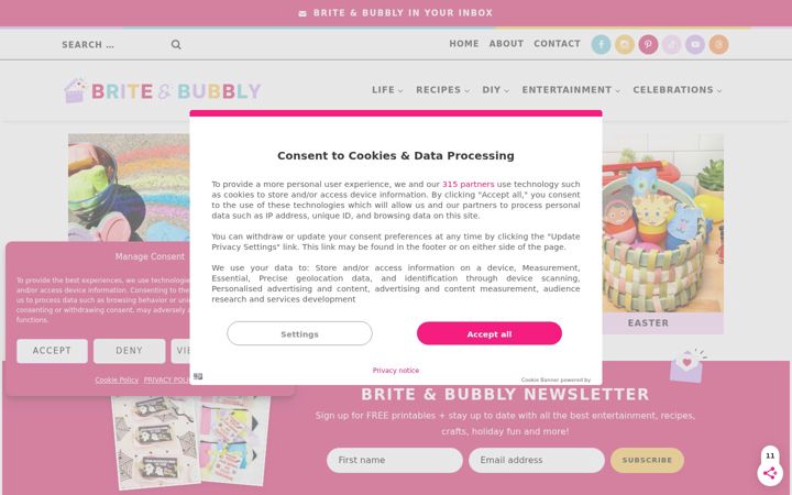 Screenshot of briteandbubbly.com