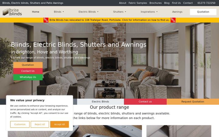 Screenshot of briteblinds.co.uk