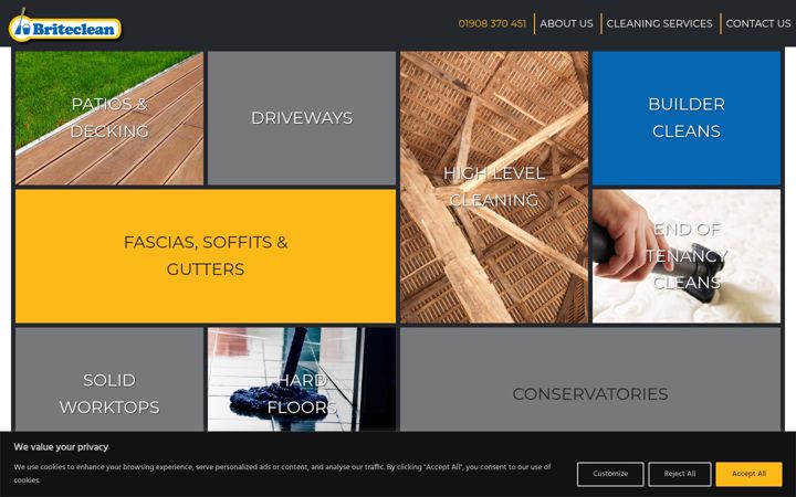 Screenshot of briteclean-miltonkeynes.co.uk