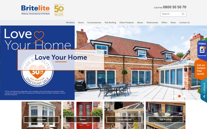 Screenshot ta' britelitewindows.co.uk