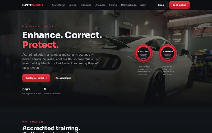 Screenshot of britewightvaleting.co.uk