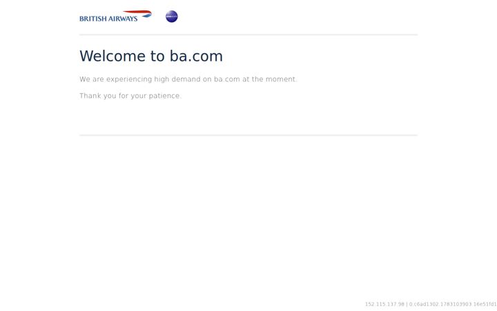 Skærmbillede af britishairways.com