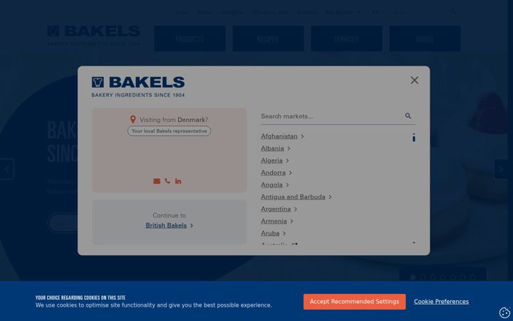 Screenshot ta' britishbakels.co.uk