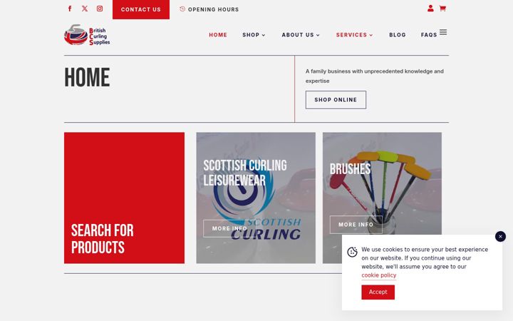 Screenshot ta' britishcurlingsupplies.co.uk