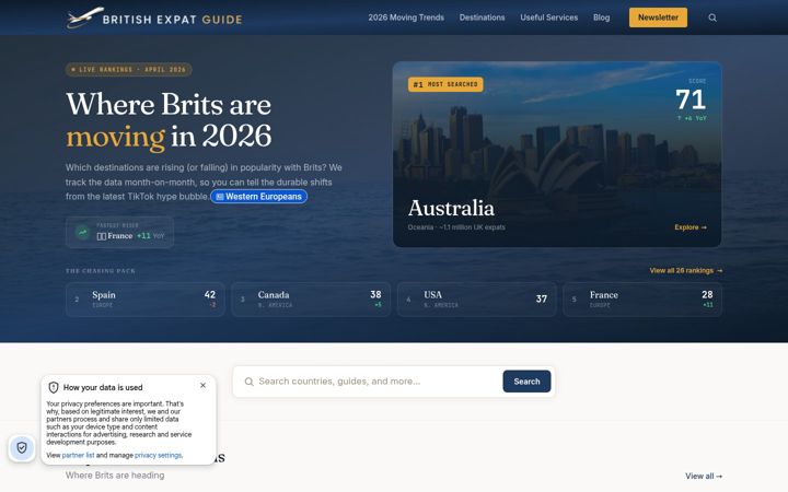 Screenshot of britishexpatguide.co.uk