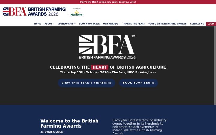 Screenshot ta' britishfarmingawards.co.uk