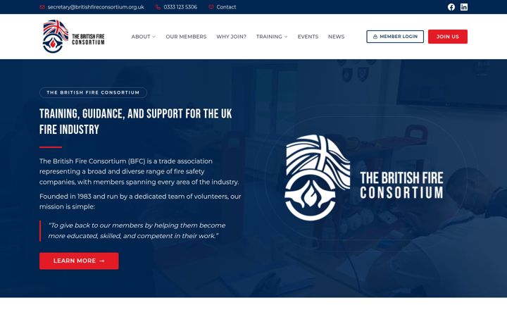 Screenshot ta' britishfireconsortium.org.uk