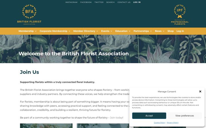 Captura de pantalla de britishfloristassociation.org