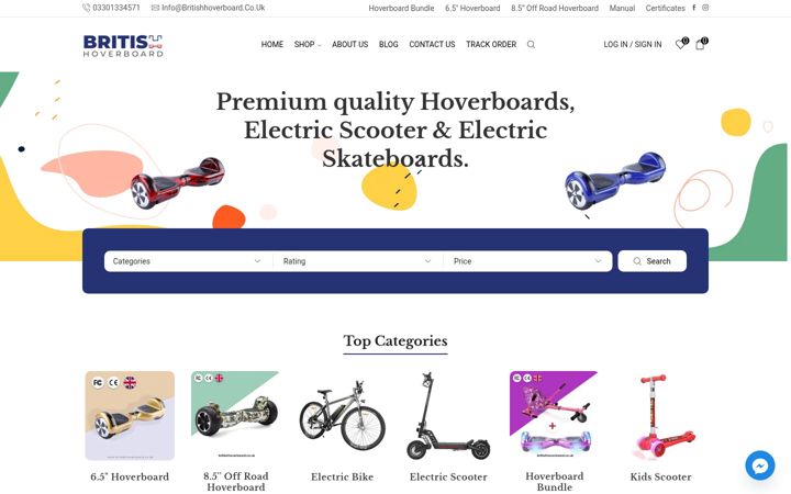Skærmbillede af britishhoverboard.co.uk