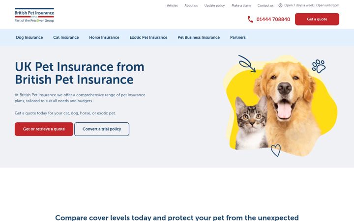 Screenshot of britishpetinsurance.co.uk