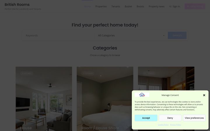 Screenshot of britishrooms.co.uk