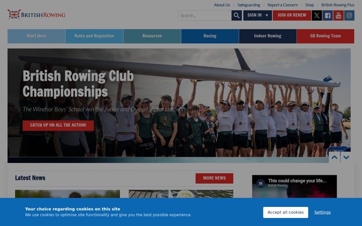Skjámynd af britishrowing.org